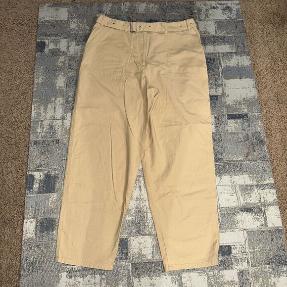 Talbots Women Pants Stretch 16 Tan Khaki High Rise Wide Pockets Belt Loops - Picture 2 of 11